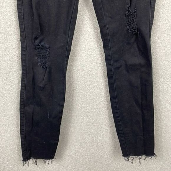 Guess Sexy Curve Skinny Jeans Black Distressed Destroyed Raw Hem Sz 26 - Picture 5 of 15